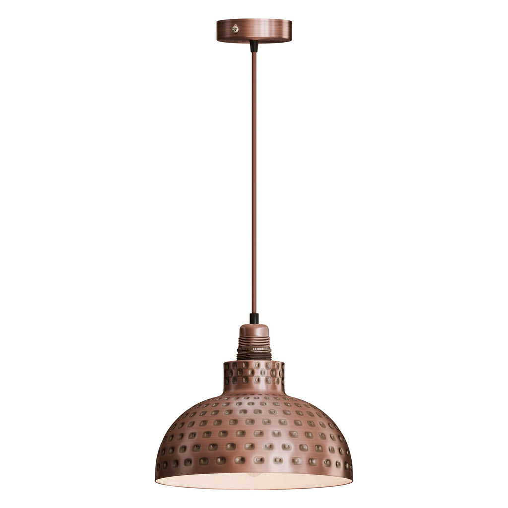 Industrial Dome Hammered Metal Shade E27 Ceiling Pendant Light Fixture