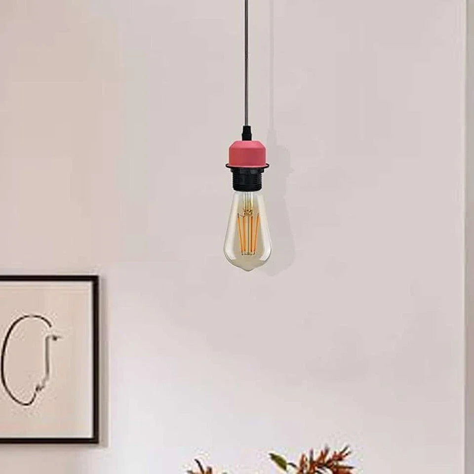 Chic Pink Metal Pendant Light Fixture with Adjustable Cable for E27 Bulbs