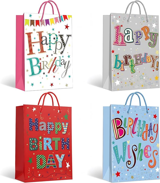 12-Pack Assorted Luxury Matte Gift Bags with Handles for Presents