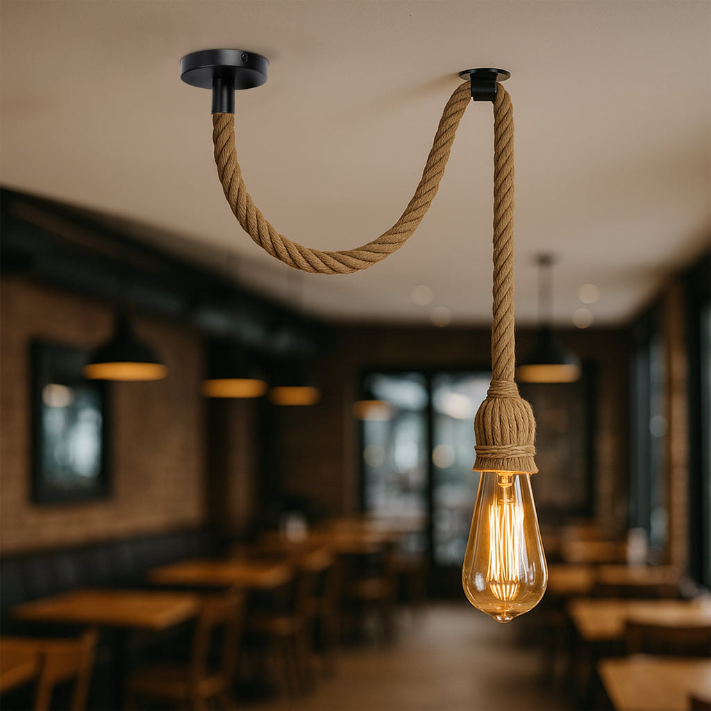 Retro Hemp Pendant Light  E27 Ceiling Hanging Pendant Light~6130