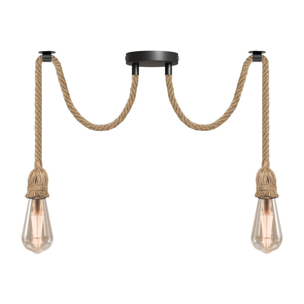 Retro Industrial Hemp Rope Pendant Light Fixture E27 Base Ceiling Hanging Decor