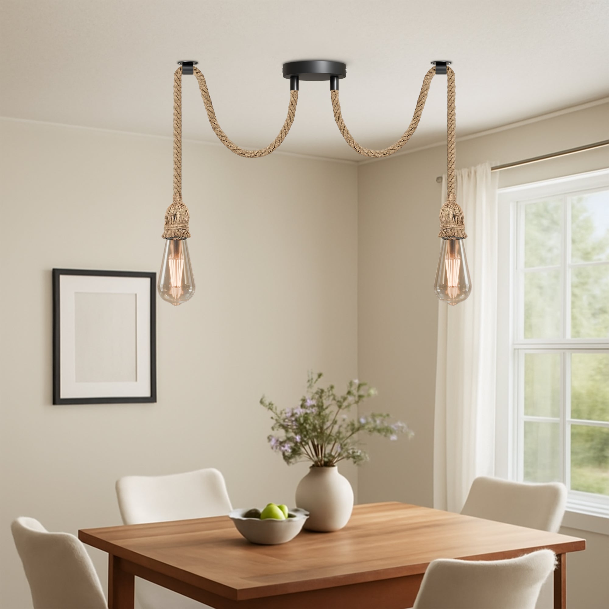 Retro Hemp Pendant Light  E27 Ceiling Hanging Pendant Light~6130