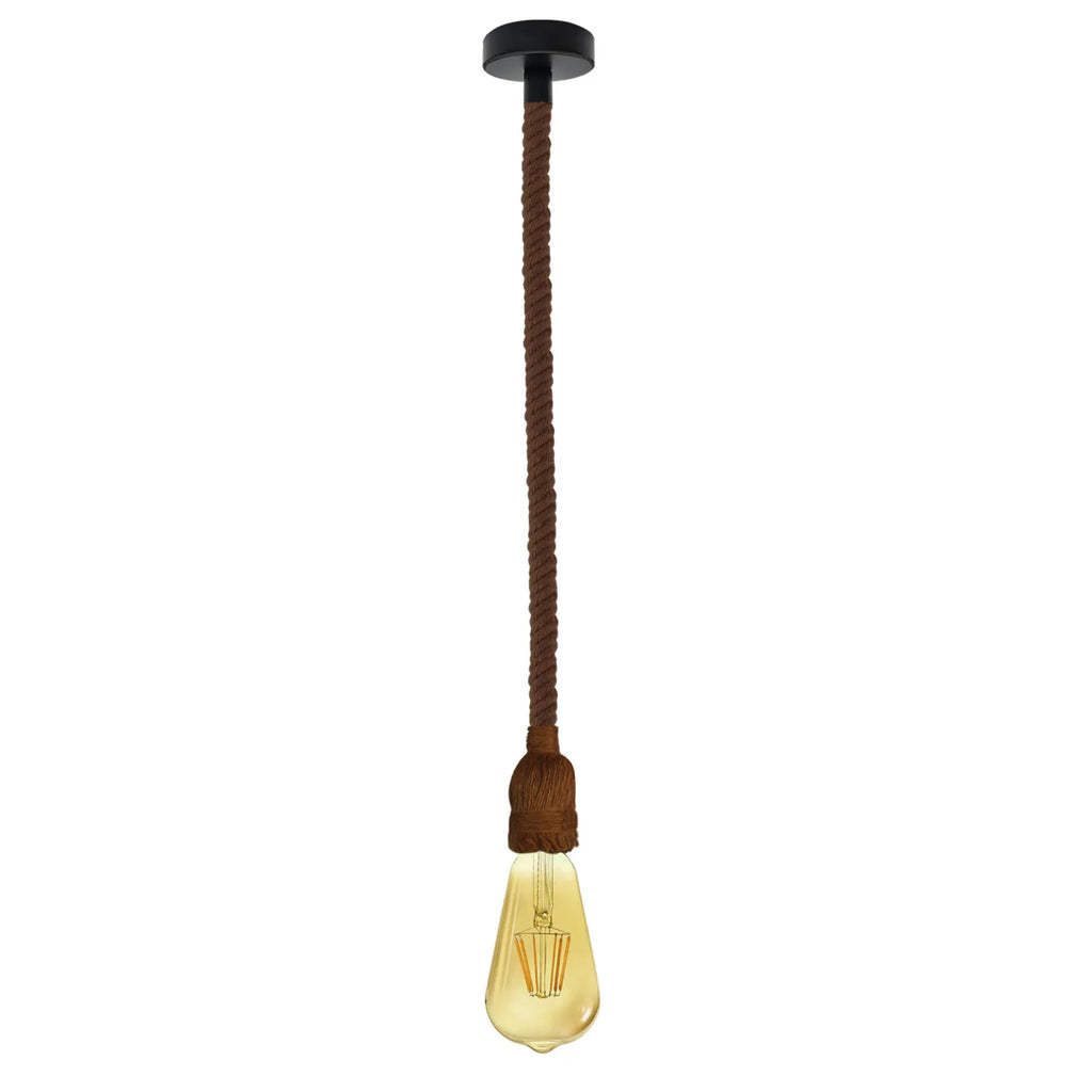 Vintage Rustic Hemp Rope Pendant Light E27 Industrial Ceiling Fixture