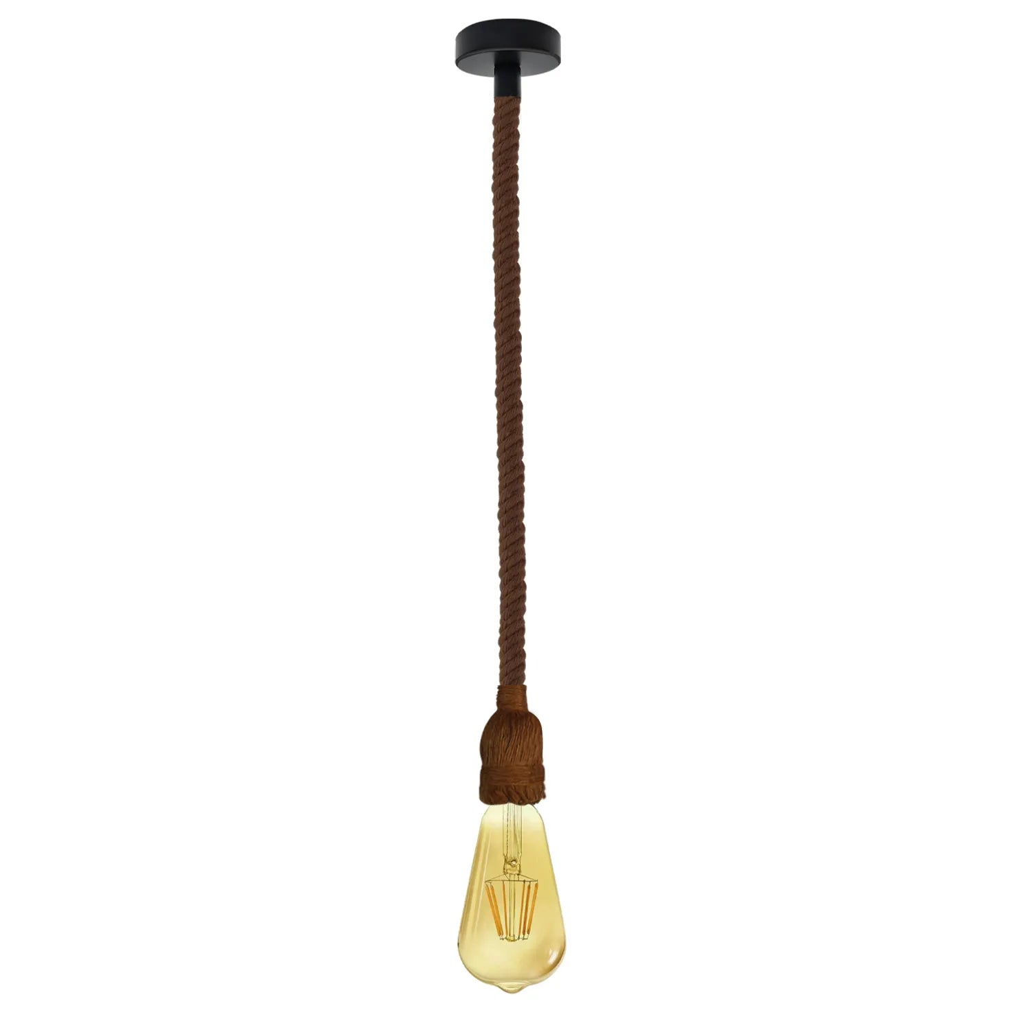 Vintage Rustic Hemp Rope Pendant Light E27 Industrial Ceiling Fixture