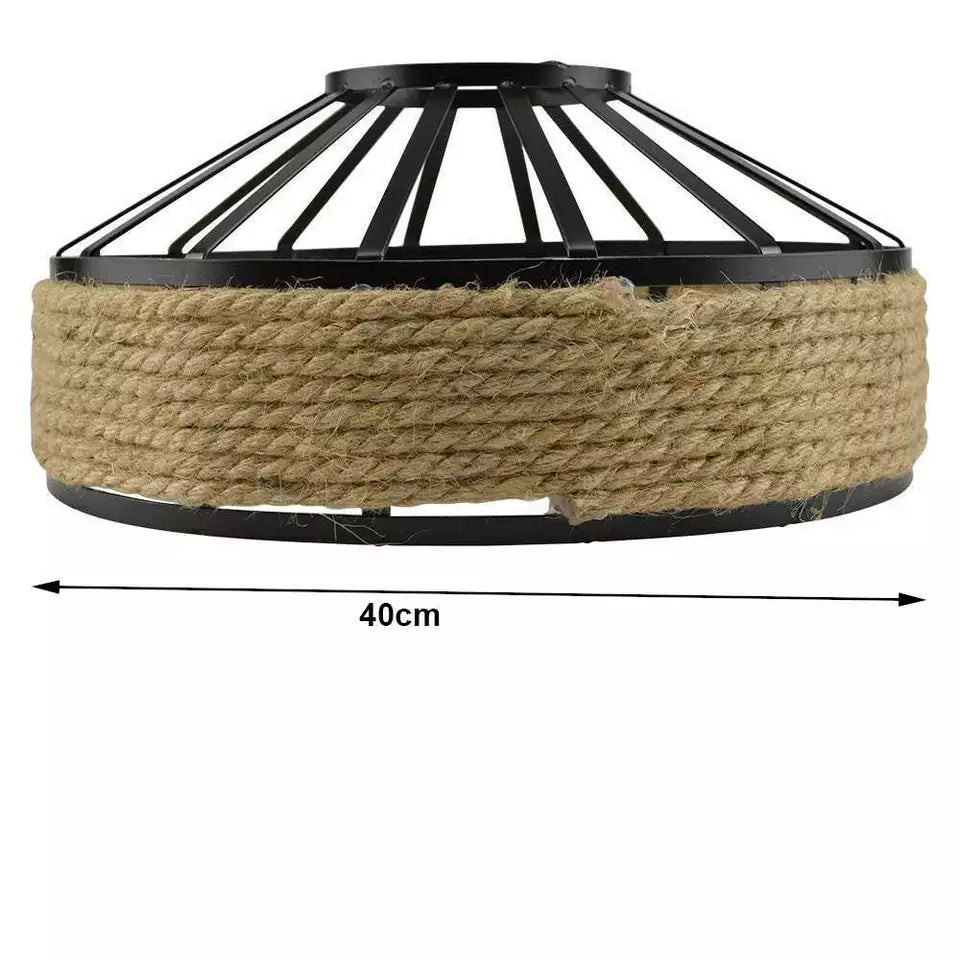 Boho Rattan-Style Handwoven Hemp Pendant Lampshade for Cozy Lighting Ambiance