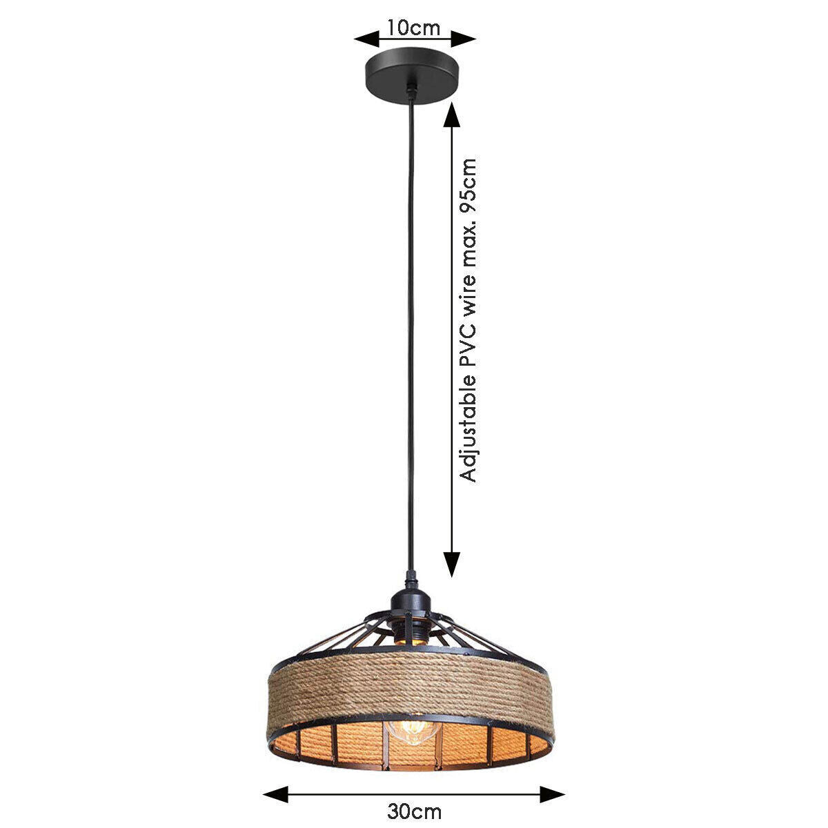 Industrial Retro Hemp Rope and Iron Cage Pendant Ceiling Light