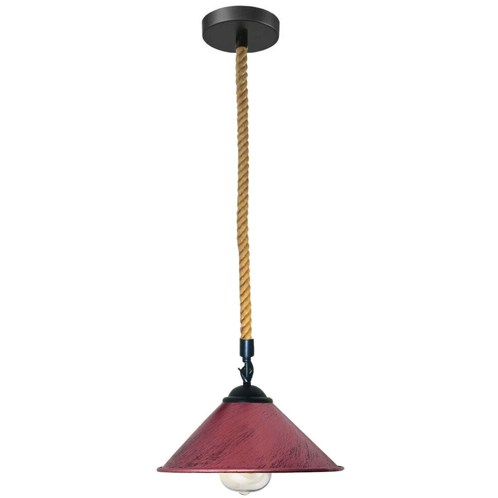 Modern Hemp Rope Metal Pendant Light, Industrial Rustic Ceiling Lamp Fixture