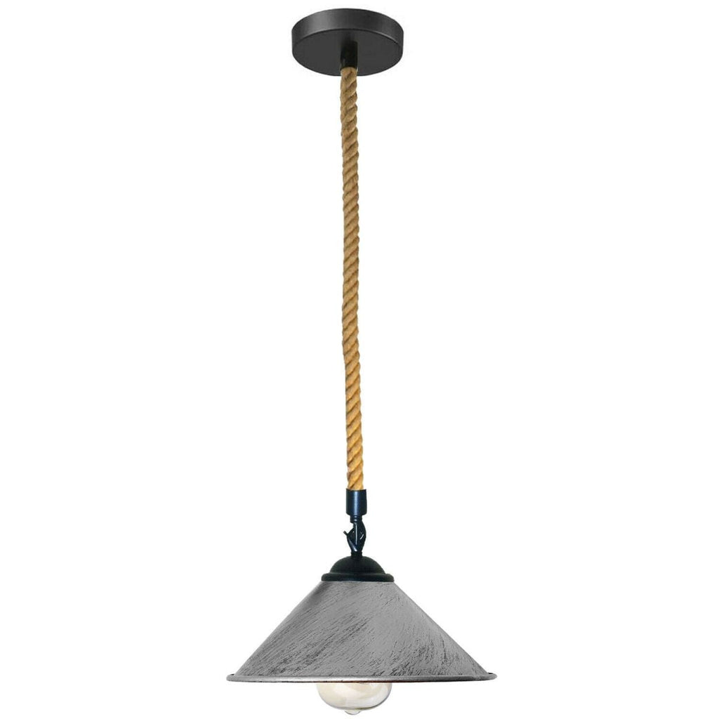 Modern Hemp Rope Metal Pendant Light, Industrial Rustic Ceiling Lamp Fixture