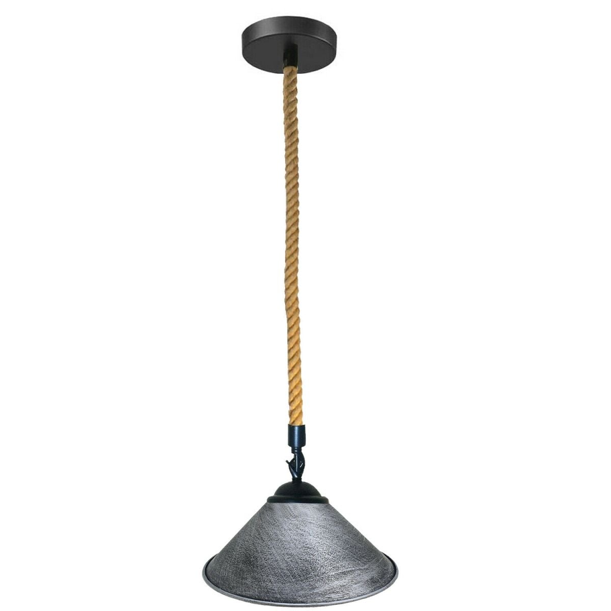 Modern Hemp Rope Metal Pendant Light, Industrial Rustic Ceiling Lamp Fixture