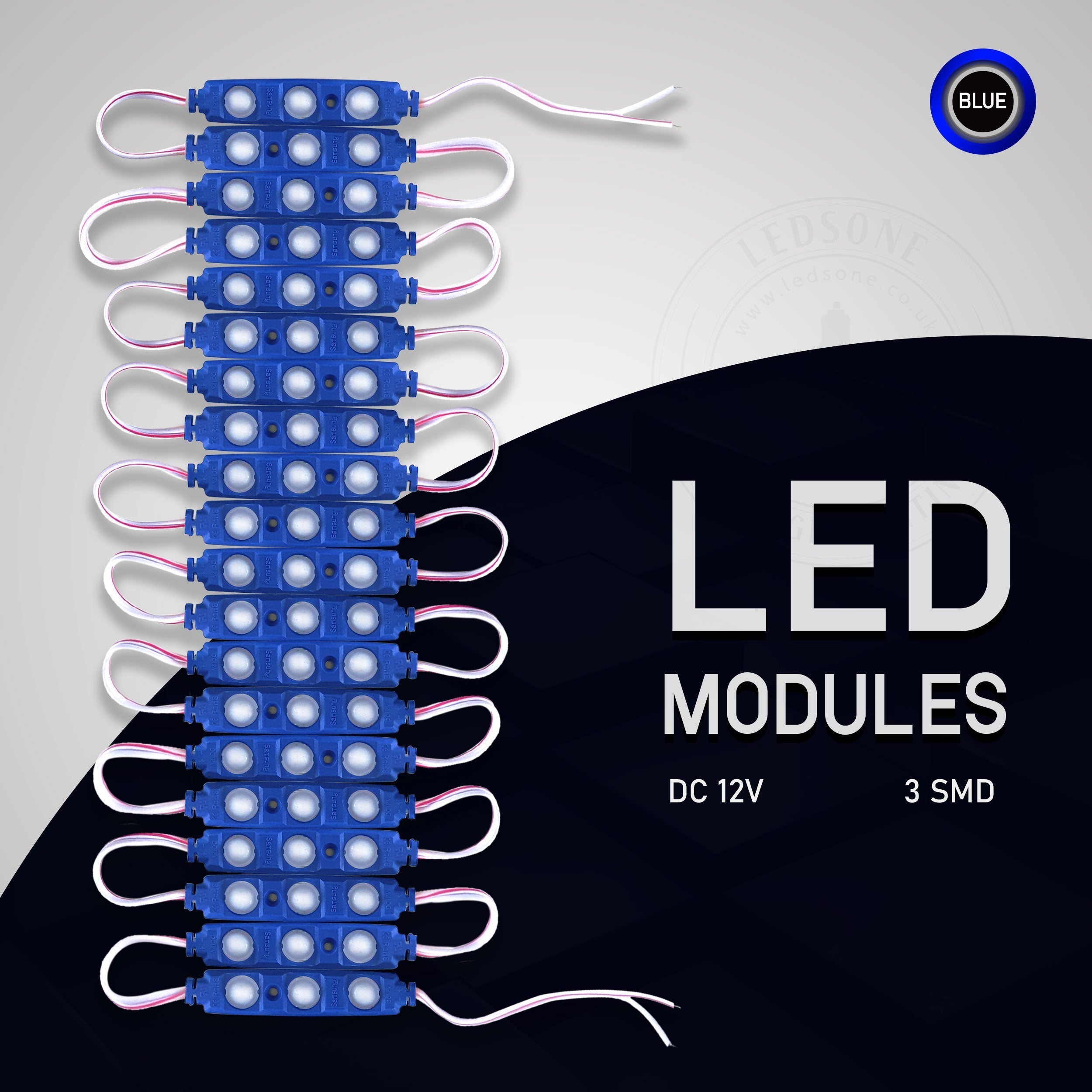 Bright Blue 12V IP67 Waterproof LED Module for Outdoor Signage & Backlighting