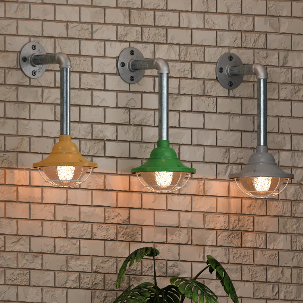 Industrial Conduit Steel Pipe Wall Light With Cage Wall Mounted ~ 6113