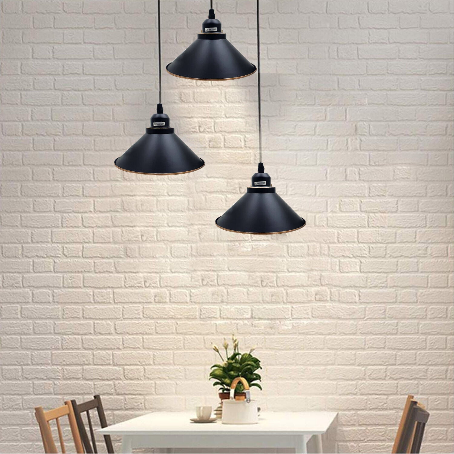 Black Vintage Industrial Metal Ceiling Pendant Light E27 Holder