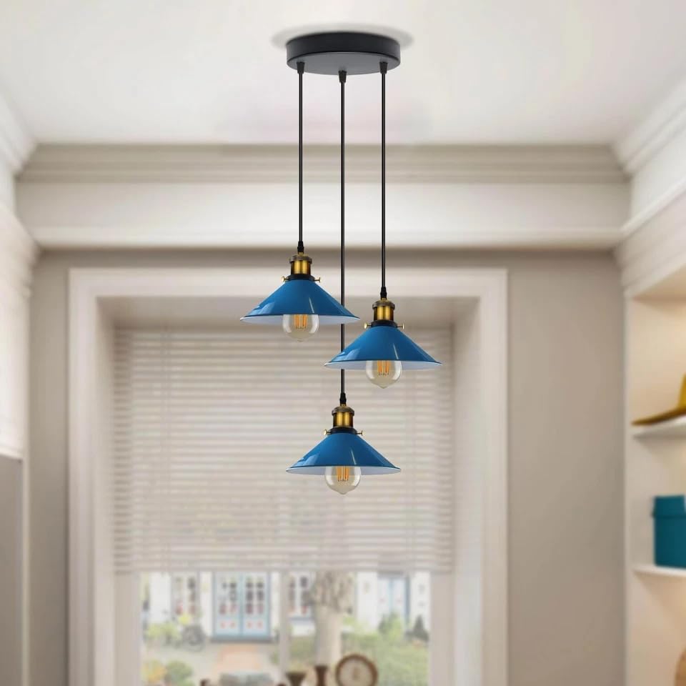 Industrial 3 Head Metal Cone Shade Vintage Ceiling Pendant Light