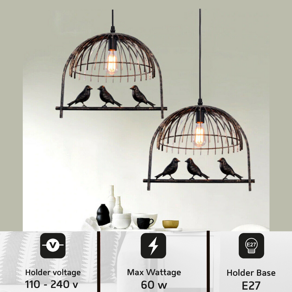 Industrial Retro Metal Cage Pendant Light E27 Fitting for Kitchen