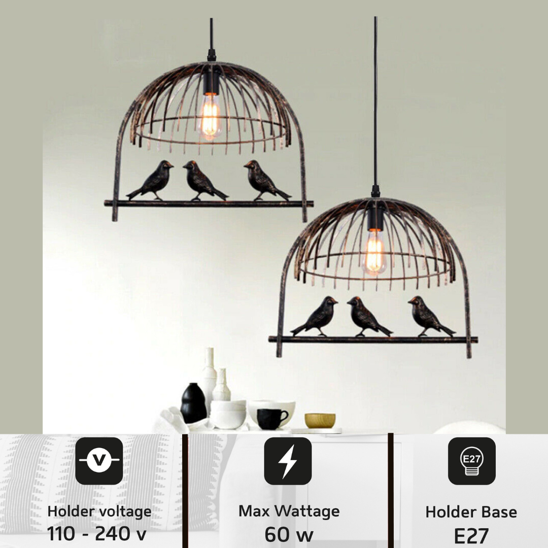 Industrial Retro Metal Cage Pendant Light E27 Fitting for Kitchen
