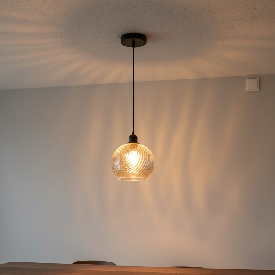 Industrial Retro Pendant Ceiling Light with Clear Glass Shade E27 Edison Ready