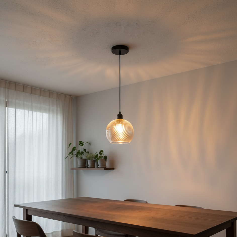 Industrial Retro Pendant Ceiling Light with Clear Glass Shade E27 Edison Ready