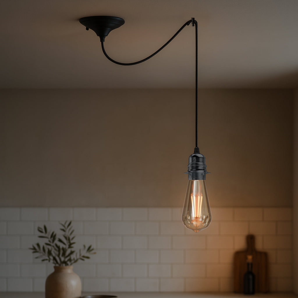 Industrial Hemp Rope E27 Modern Ceiling Pendant Light Fixture Vintage Style