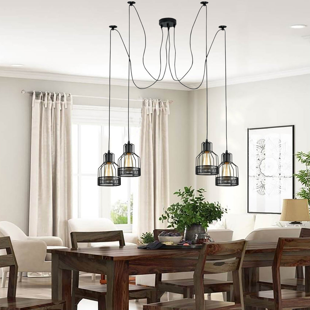 Industrial Black Spider Pendant Light Fixture with Multiple Heads for Modern Ceilings