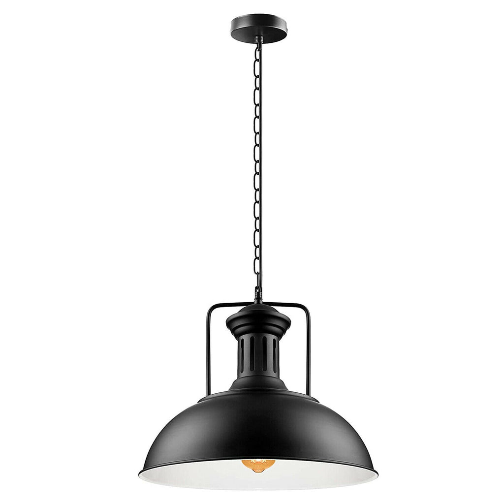 Industrial Vintage Metal Adjustable Hanging Pendant Light Fixture E27 Holder Black White