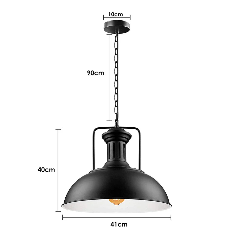 Industrial Vintage Metal Adjustable Hanging Pendant Light Fixture E27 Holder Black White