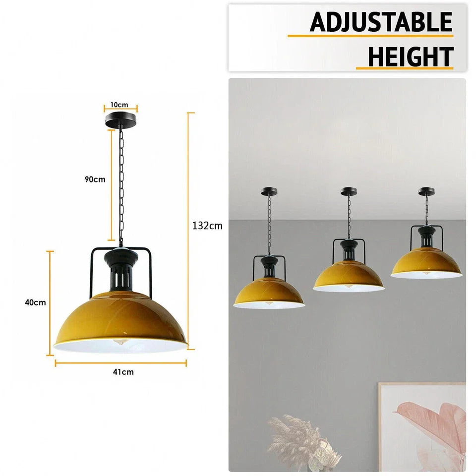 Industrial Vintage Metal Adjustable Hanging Pendant Light Fixture E27 Holder Black White