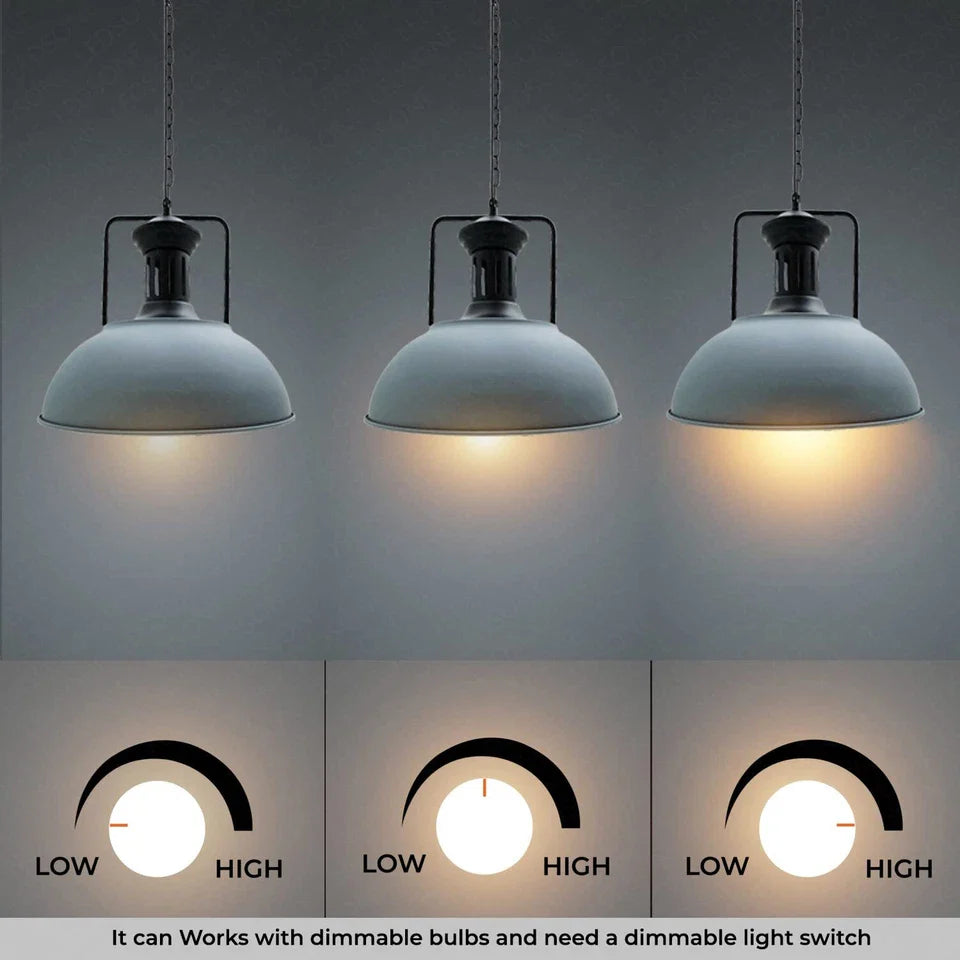 Industrial Vintage Metal Adjustable Hanging Pendant Light Fixture E27 Holder Black White