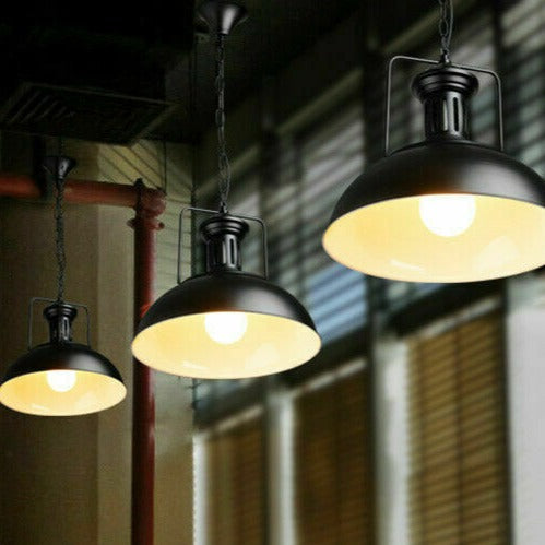 Industrial Vintage Metal Adjustable Hanging Pendant Light Fixture E27 Holder Black White