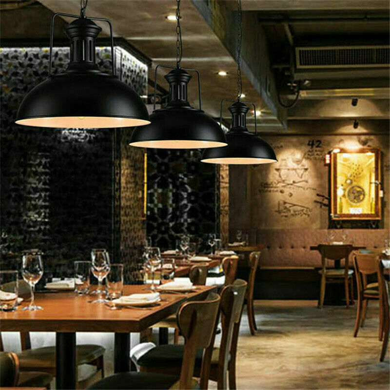 Industrial Vintage Metal Adjustable Hanging Pendant Light Fixture E27 Holder Black White