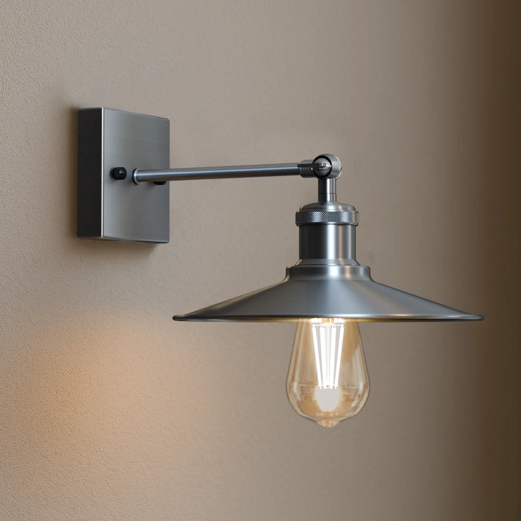 Elegant Satin Nickel Industrial Wall Light Sconce for Modern Home Decor