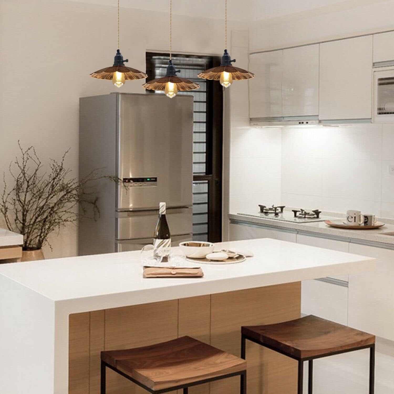Industrial Retro 3-Way Ceiling Pendant Light Fixture for Kitchen Island