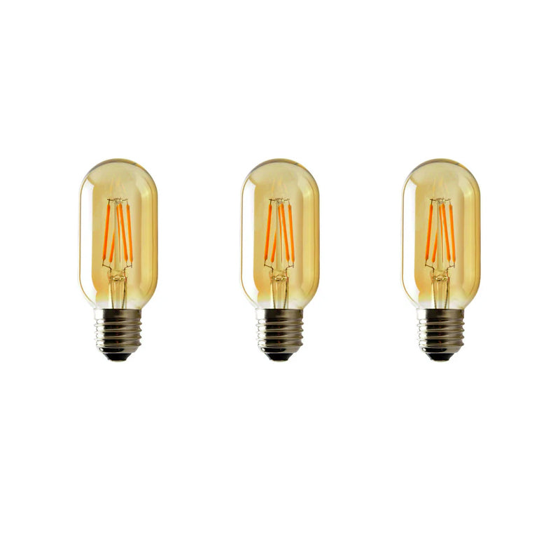 3-Pack Dimmable 4W T45 E27 LED Vintage Filament Light Bulbs, Amber Glow