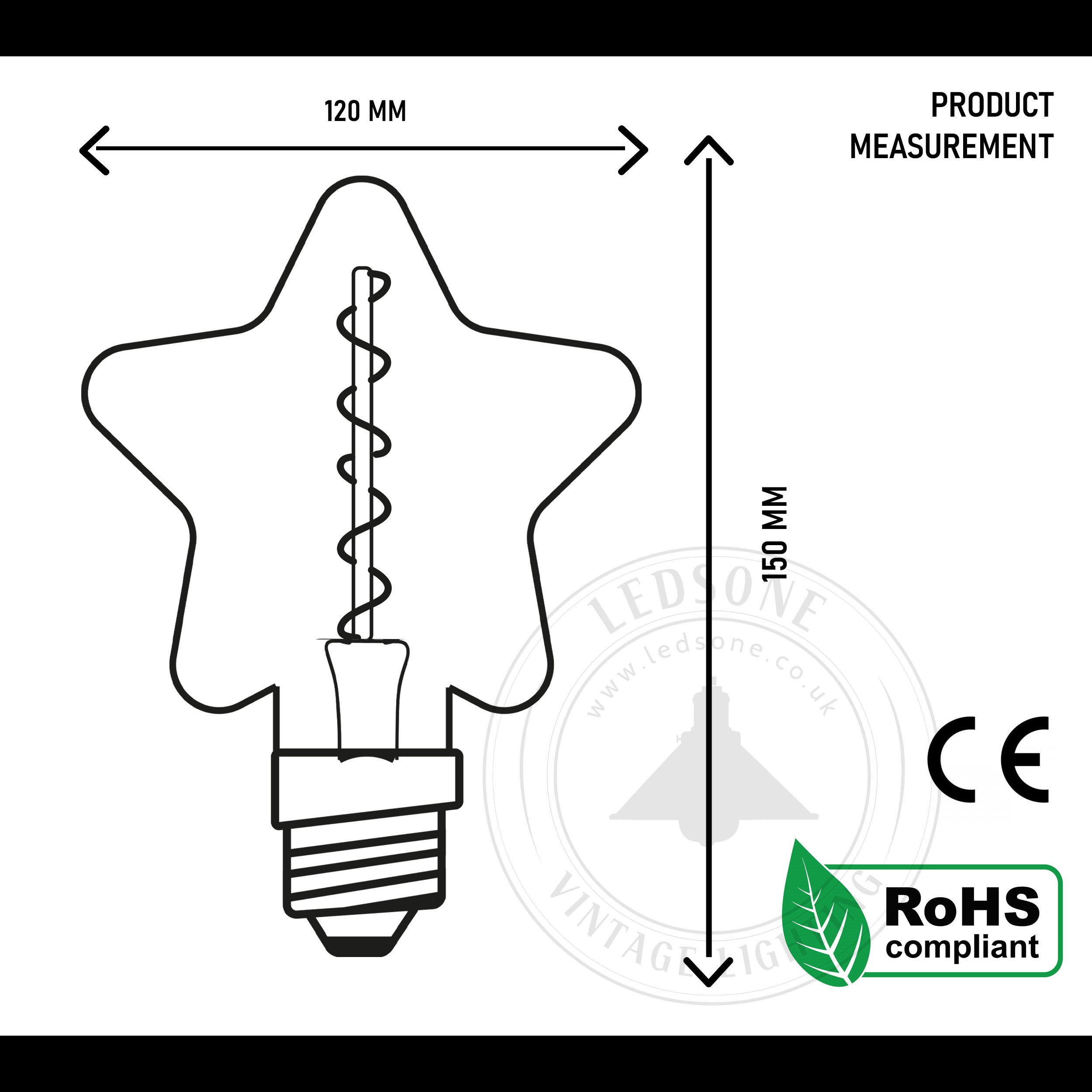 E27 LED Filament Star Bulb: 4W Warm White Decorative Vintage Style Light