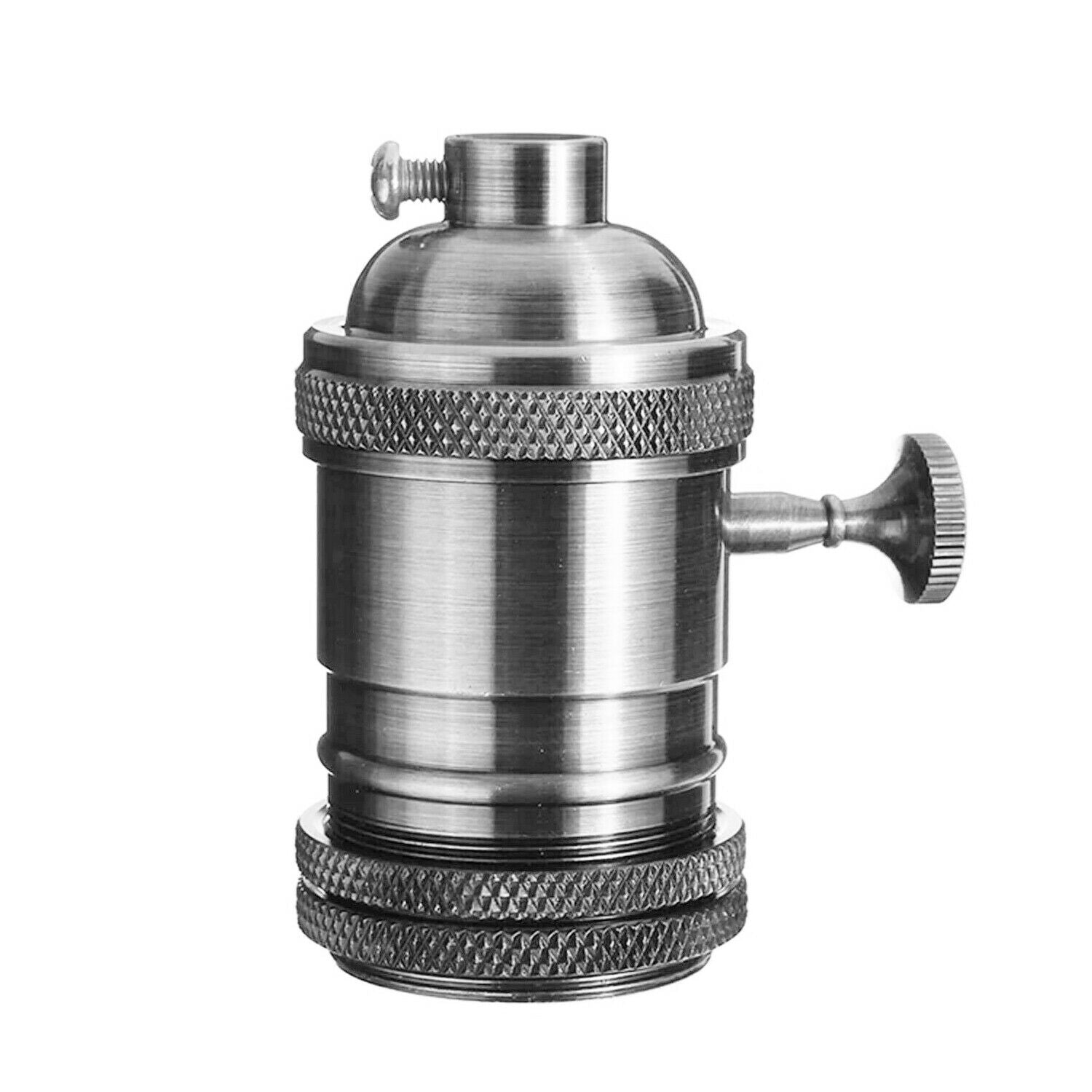Satin Nickel E27 Industrial Lamp Holder Retro Edison Screw Bulb Fitting Durable Aluminum