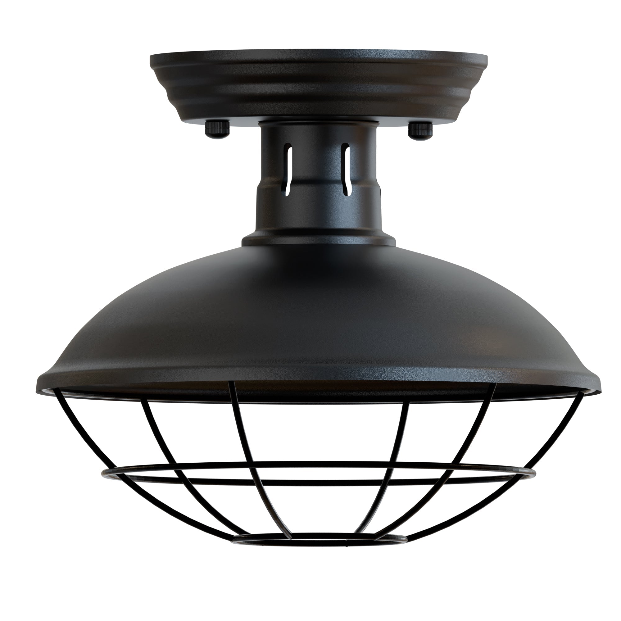 Vintage Industrial Flush Mount Ceiling Light with Cage Shade – Farmhouse Semi Flush Ceiling Lamp for Indoor Lighting ~5951