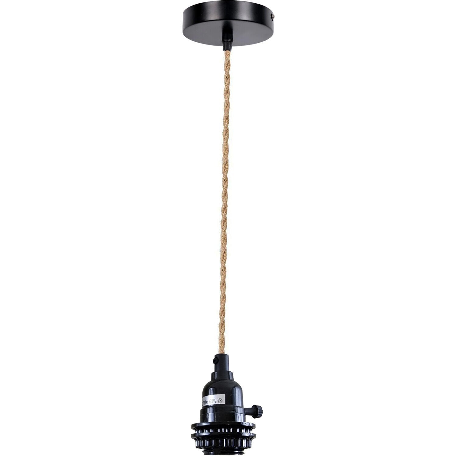 Vintage E27 Pendant Light Kit with Hemp Fabric Cord On/Off Switch