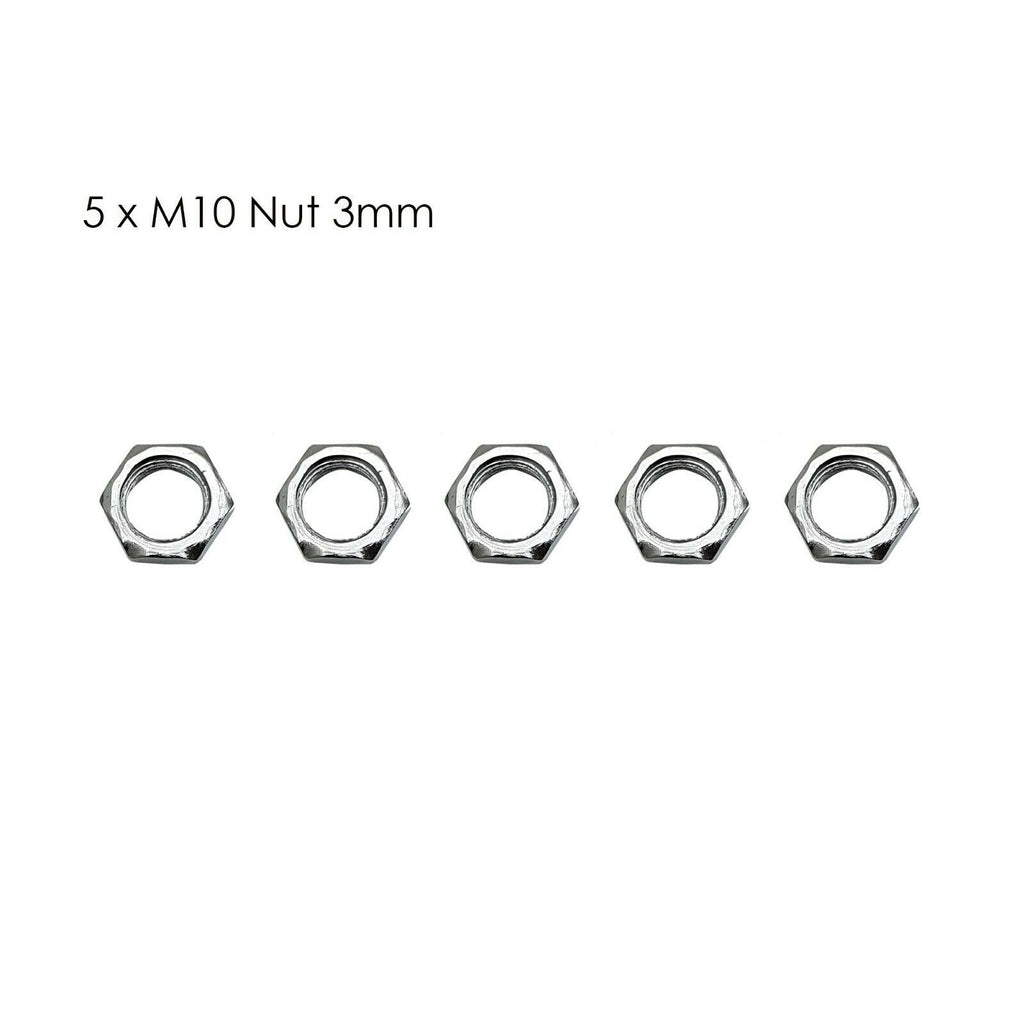 Durable M10 Stainless Steel Nylon Insert Hex Lock Nuts, 1mm Pitch, 5-Pack