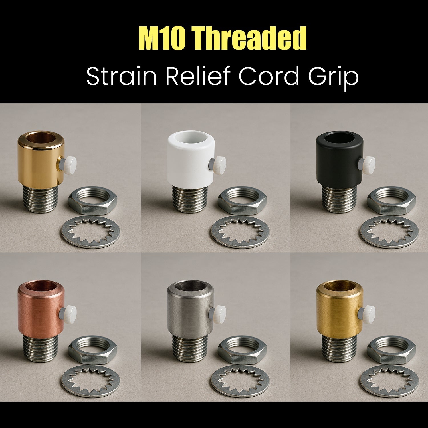 5 Pack Pendant M10 Cord Grip Strain Relief Metal Lock nut - 6048