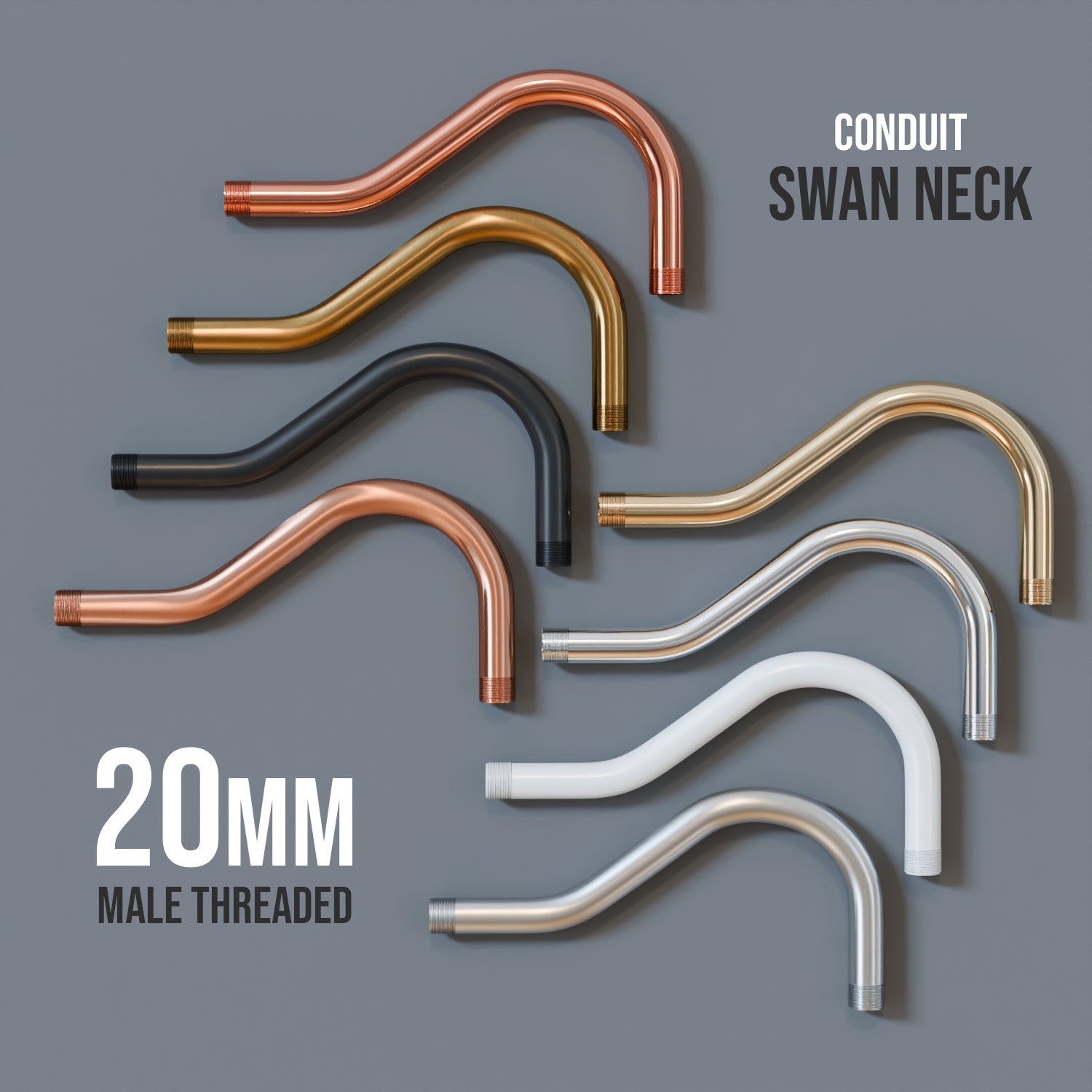 Swan Neck Bend conduit pipe Fitting Metal 20mm Male Thread -5653