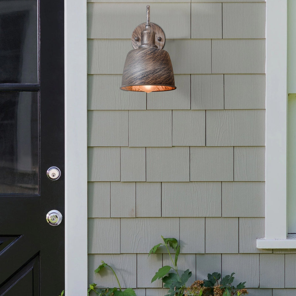 Industrial Outdoor Waterproof Bell Shade Wall Sconce Light, Metal Finish