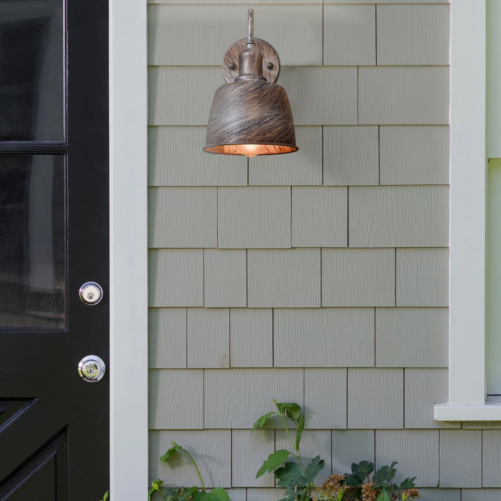 Industrial Outdoor Waterproof Bell Shade Wall Sconce Light, Metal Finish