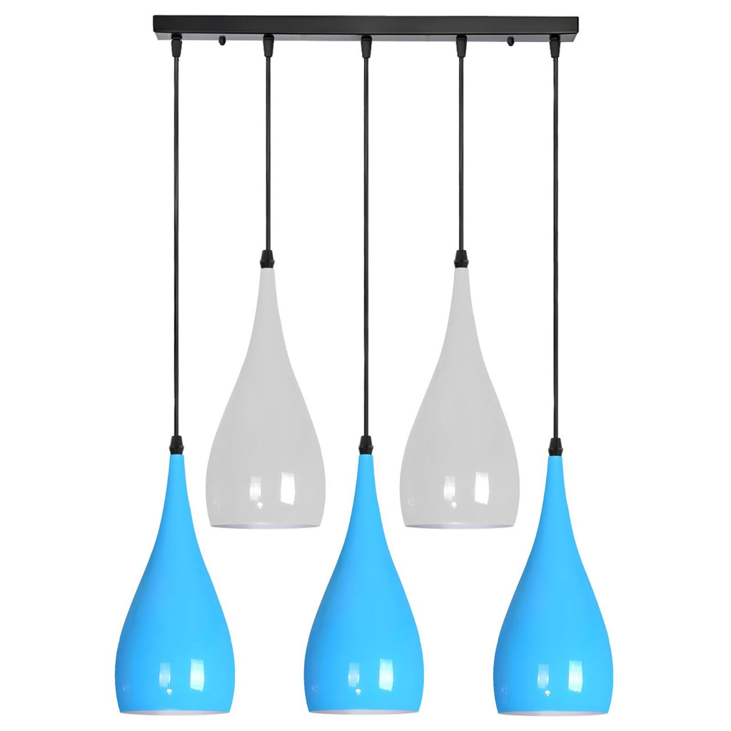 Modern 5-Light Industrial Teardrop Pendant Lamp, Adjustable Hanging Ceiling Fixture