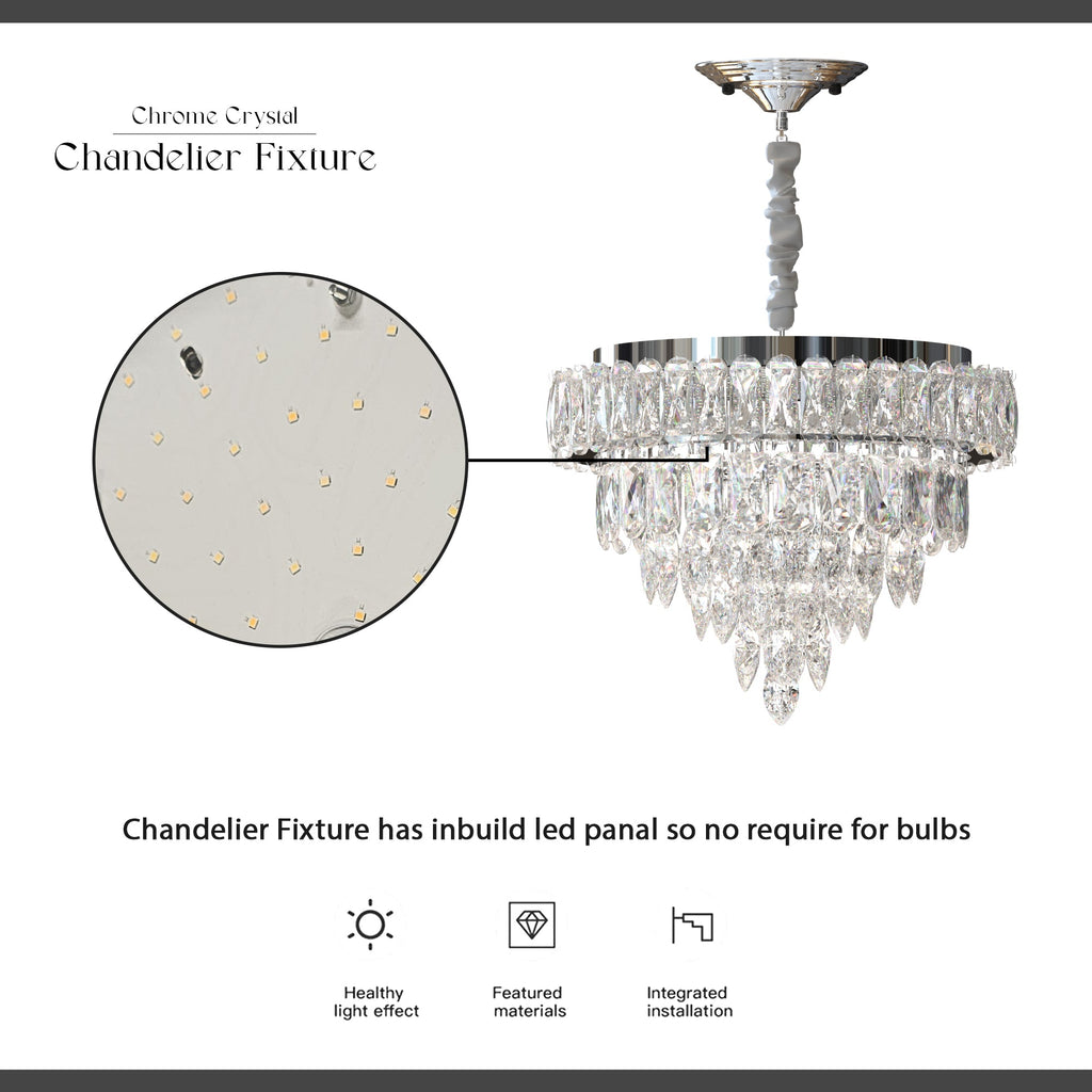 Modern LED Crystal Raindrop Chandelier Chrome Ceiling Mount Pendant Light