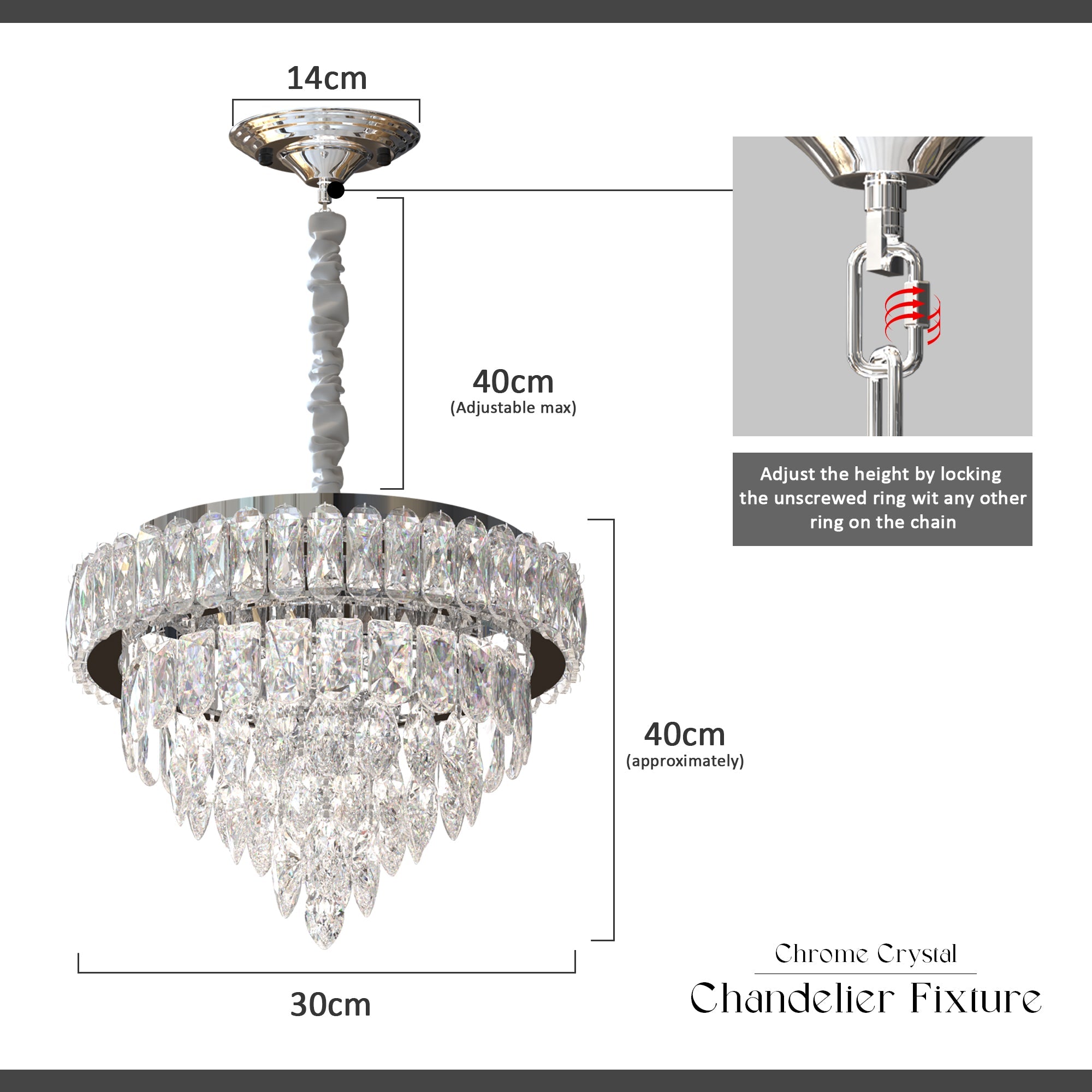 Modern LED Crystal Raindrop Chandelier Chrome Ceiling Mount Pendant Light