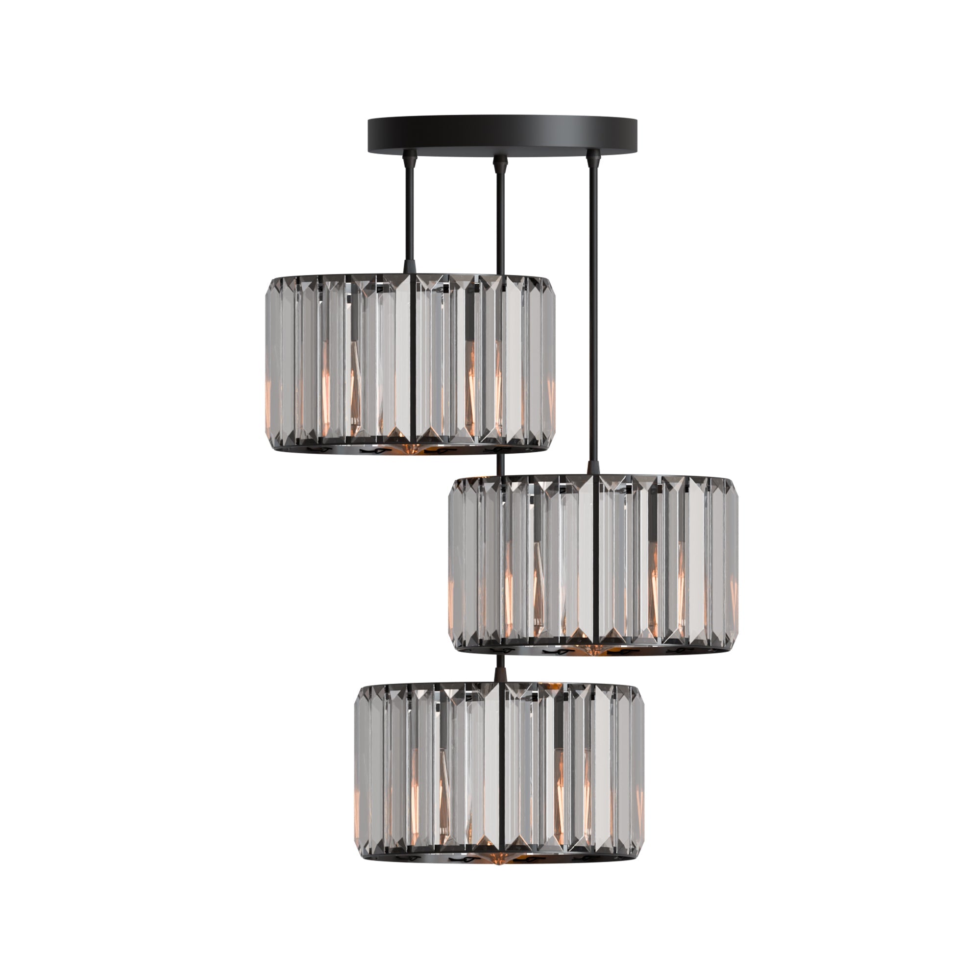 Modern 3-Light Adjustable Crystal Pendant Chandelier for Sophisticated Interiors