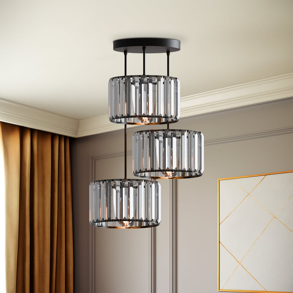 Modern 3 head Light Clear Crystal Shade Pendant Light ~5873