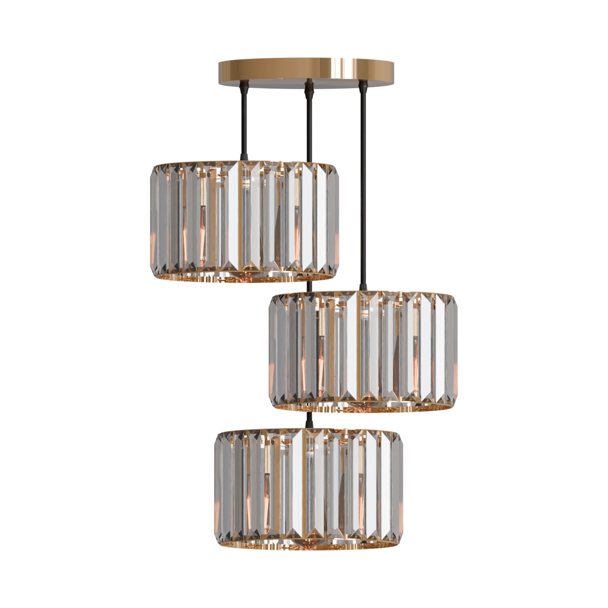 Modern 3 head Light Clear Crystal Shade Pendant Light ~5873