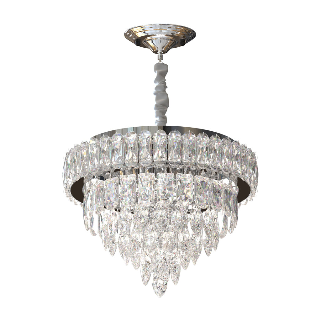 Modern LED Crystal Raindrop Chandelier Chrome Ceiling Mount Pendant Light