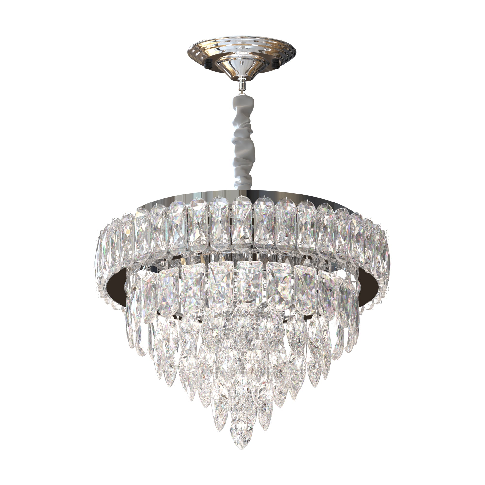 Modern LED Crystal Raindrop Chandelier Chrome Ceiling Mount Pendant Light