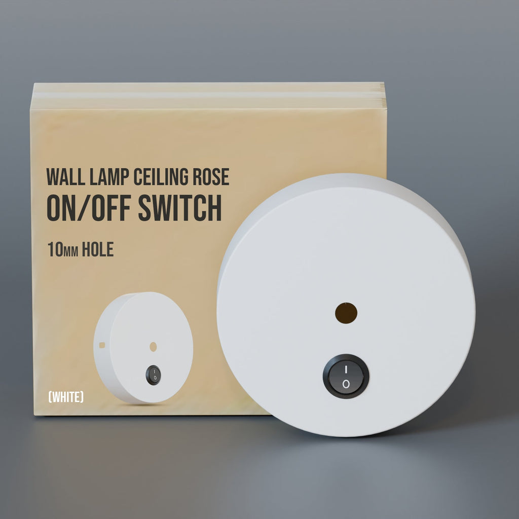 Single Point Drop Metal Ceiling Rose with Integrated Switch for Wall Lights